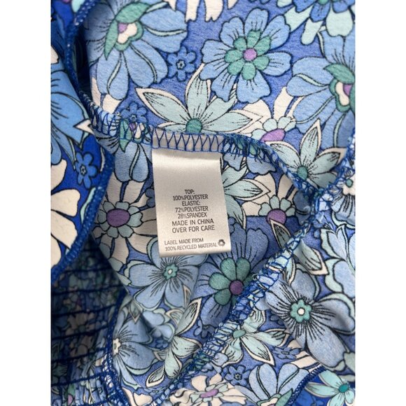 Amy Byer Girls 16 Blue Floral Boho Peasant Long Sleeve Blouse Top - Picture 4 of 6